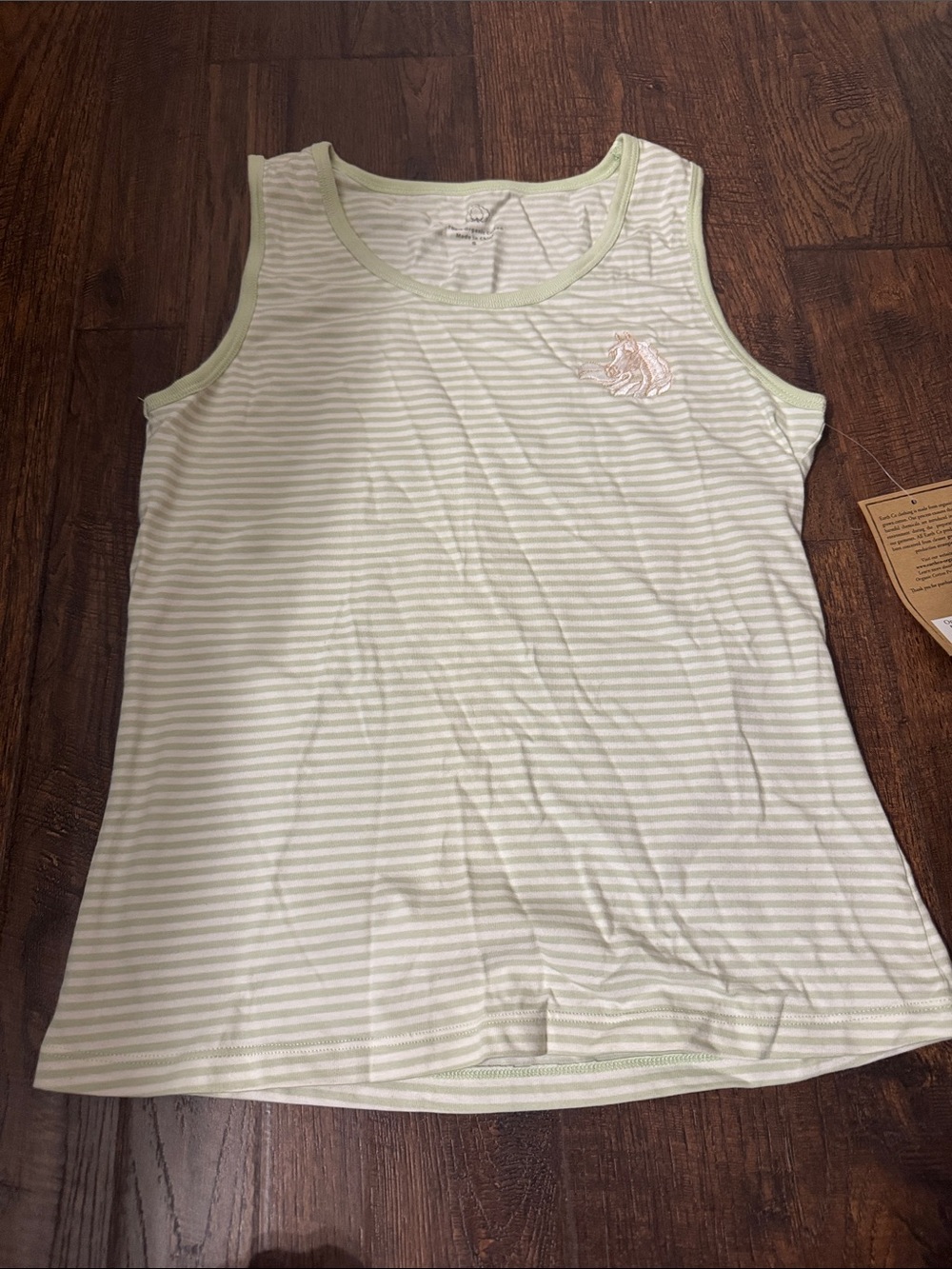 Striped Light Green & White Tank Top